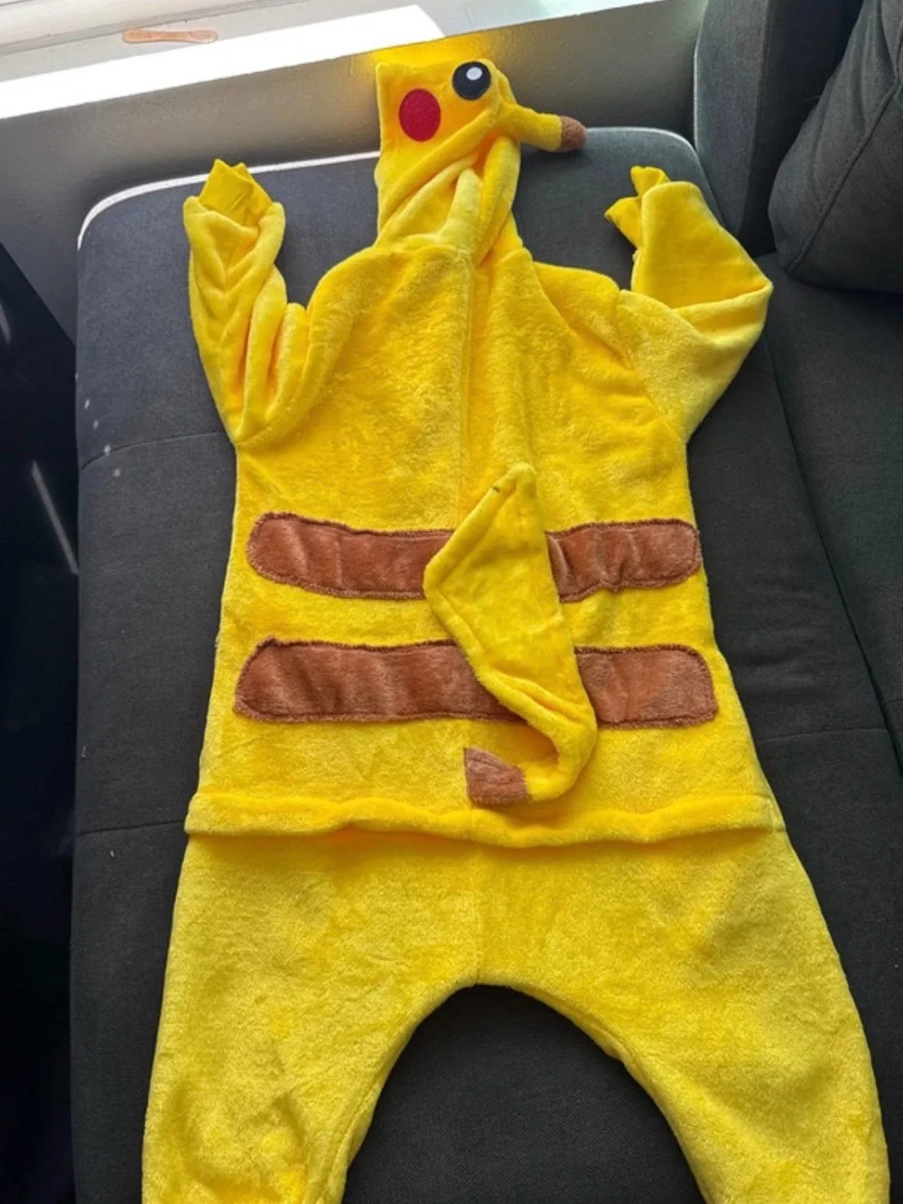 Pikachu-Inspired Yellow Plush Kids Hooded Footie Pajamas